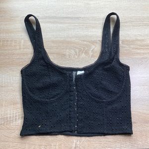 black, corset tank top, size small and cropped
